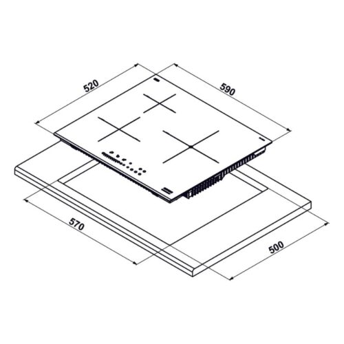 Bếp từ 3 vùng nấu Hafele HC-I6035B 533.09.961 4 size bep tu hafele 533.09.961