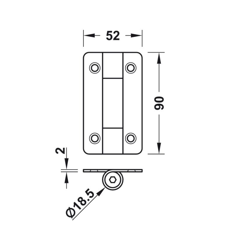 Kích thước Bản lề nhà vệ sinh công cộng Hafele 988.98.091 Kích thước Bản lề nhà vệ sinh công cộng Hafele 988.98.091