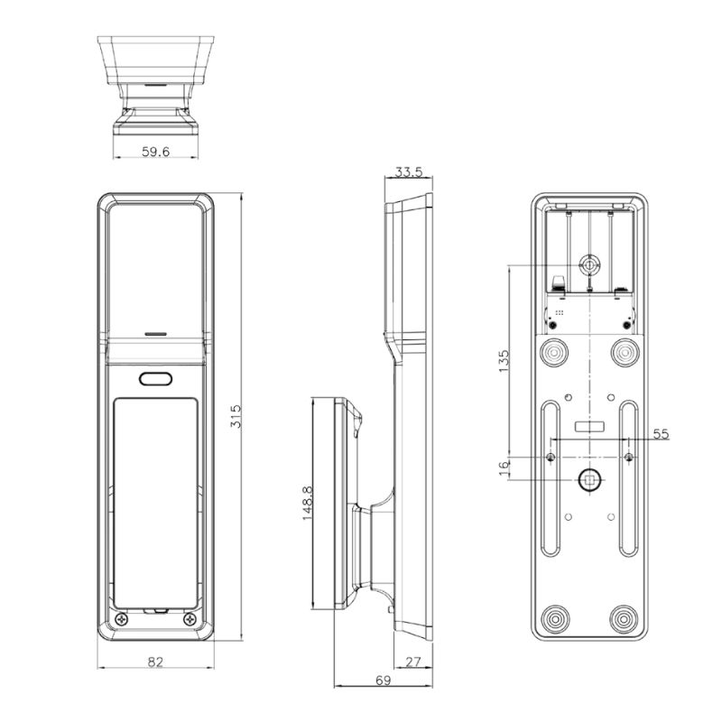 Kích thước khoá điện tử Hafele 912.21.046 Kích thước khoá điện tử Hafele 912.21.046