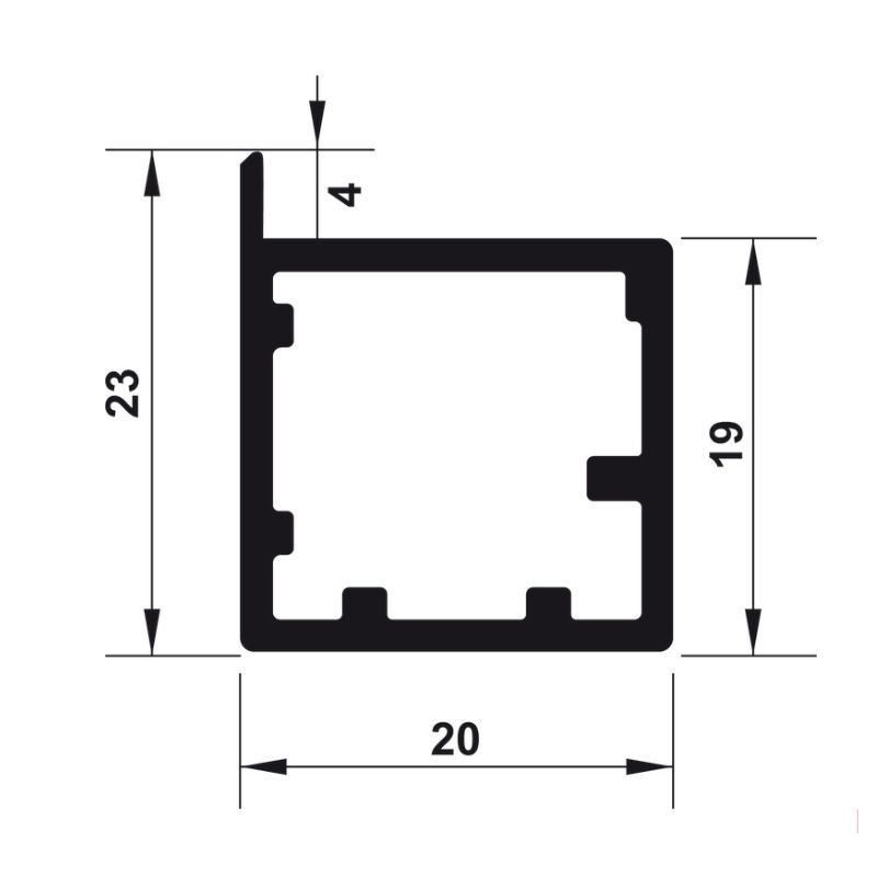 Kích thước Khung nhôm alusion S02 Hafele 563.58.333 Kích thước Khung nhôm alusion S02 Hafele 563.58.333
