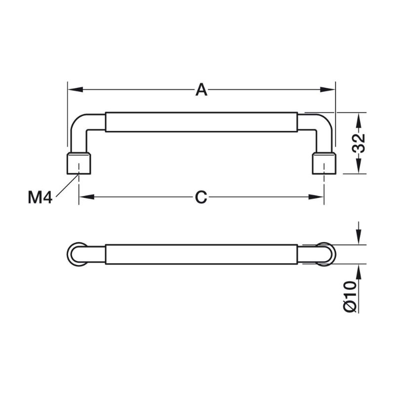 Kích thước Tay nắm Hafele 106.70.381 Kích thước Tay nắm Hafele 106.70.381
