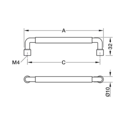 Tay nắm Hafele 106.70.383 3 Kích thước Tay nắm Hafele 106.70.383