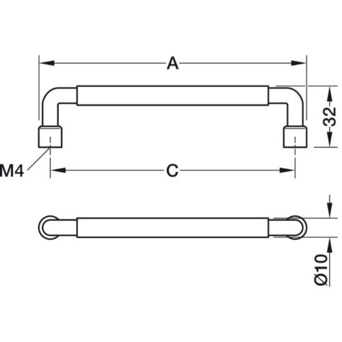 Tay nắm Hafele 106.70.391 4 Kích thước Tay nắm Hafele 106.70.391