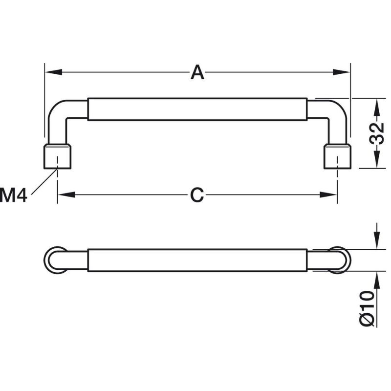 Kích thước Tay nắm Hafele 106.70.391 Kích thước Tay nắm Hafele 106.70.391