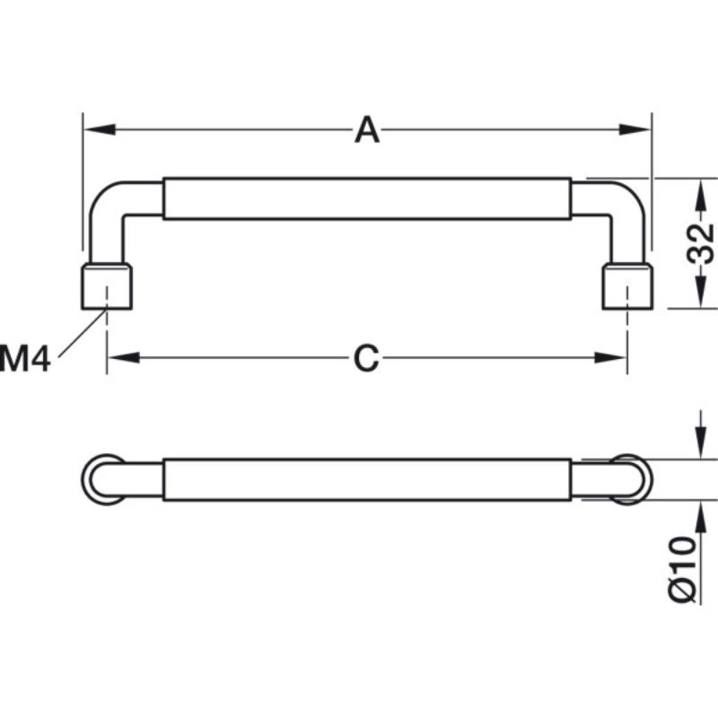 Kích thước tay nắm Hafele 106.70.393 Kích thước tay nắm Hafele 106.70.393