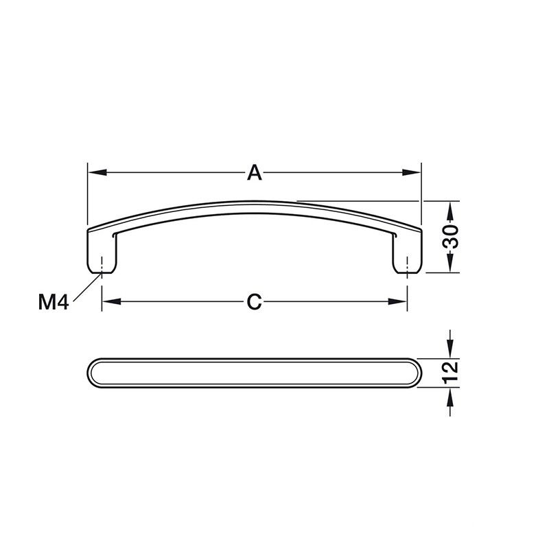 Kích thước Tay nắm Hafele 106.70.521 Kích thước Tay nắm Hafele 106.70.521