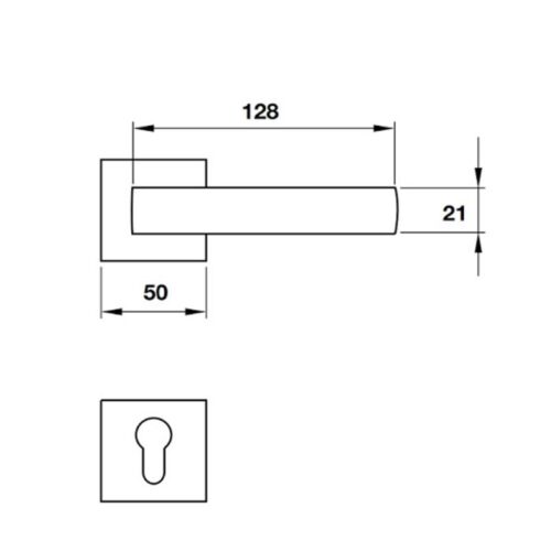 Kích thước Tay nắm Hafele 901.79.714