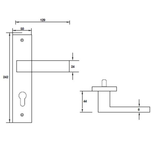 Tay nắm Hafele 903.78.591 đế dài C/C 72mm 3 Kích thước Tay nắm Hafele 903.78.591