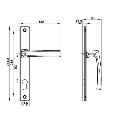 Kích thước Tay nắm Hafele HL949CD-92 905.99.627