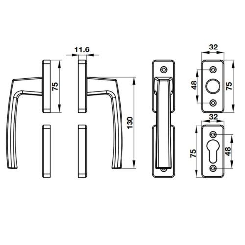 Kích thước Tay nắm Hafele HL949D 905.99.641