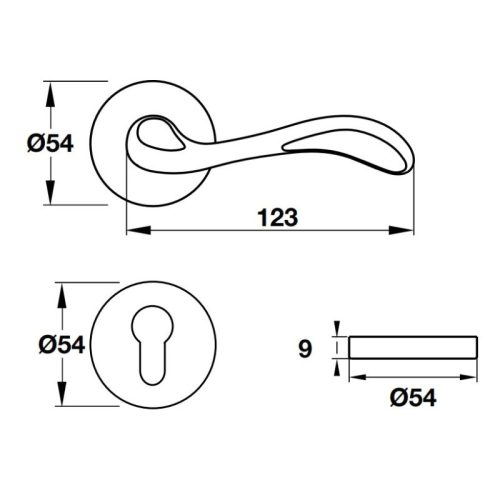 Tay khóa cửa Hafele 903.99.588 3 Thông số Tay khóa cửa Hafele 903.99.588