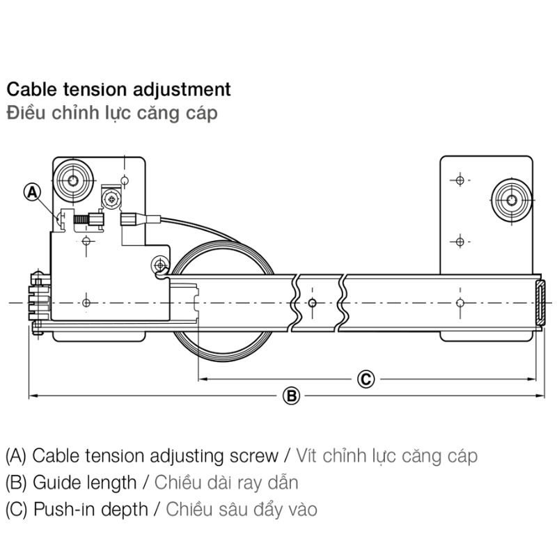 Điều chỉnh bộ phụ kiện cửa trượt xoay Hafele 408.25.345 Điều chỉnh bộ phụ kiện cửa trượt xoay Hafele 408.25.345