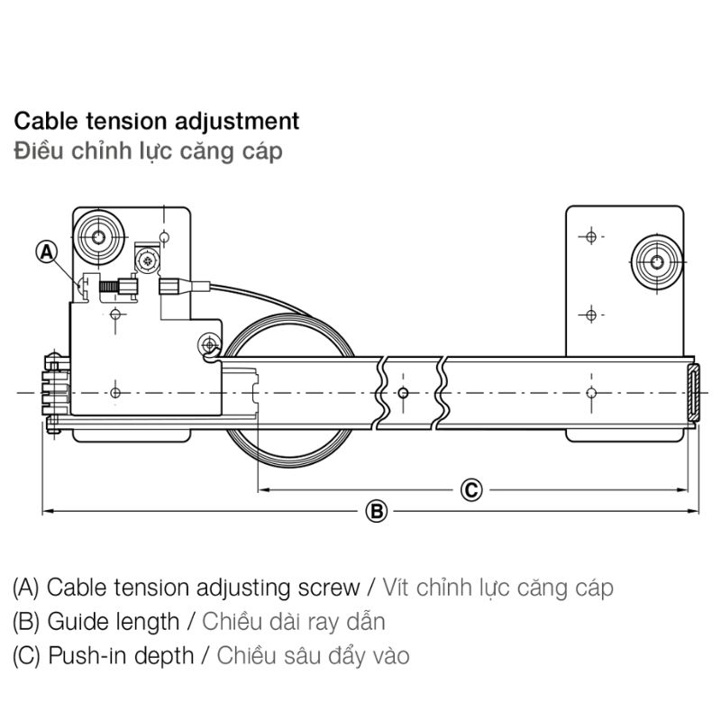 Điều chỉnh bộ phụ kiện cửa trượt xoay Hafele 408.25.355 Điều chỉnh bộ phụ kiện cửa trượt xoay Hafele 408.25.355