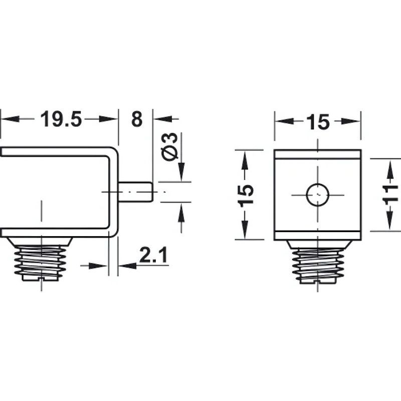 Kích thước bas đỡ kệ Hafele 282.20.703 Kích thước bas đỡ kệ Hafele 282.20.703