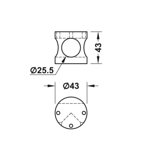 Kích thước bas nối chữ T Hafele 988.98.070