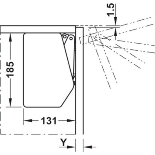 Kích thước tay nâng Hafele 372.91.411