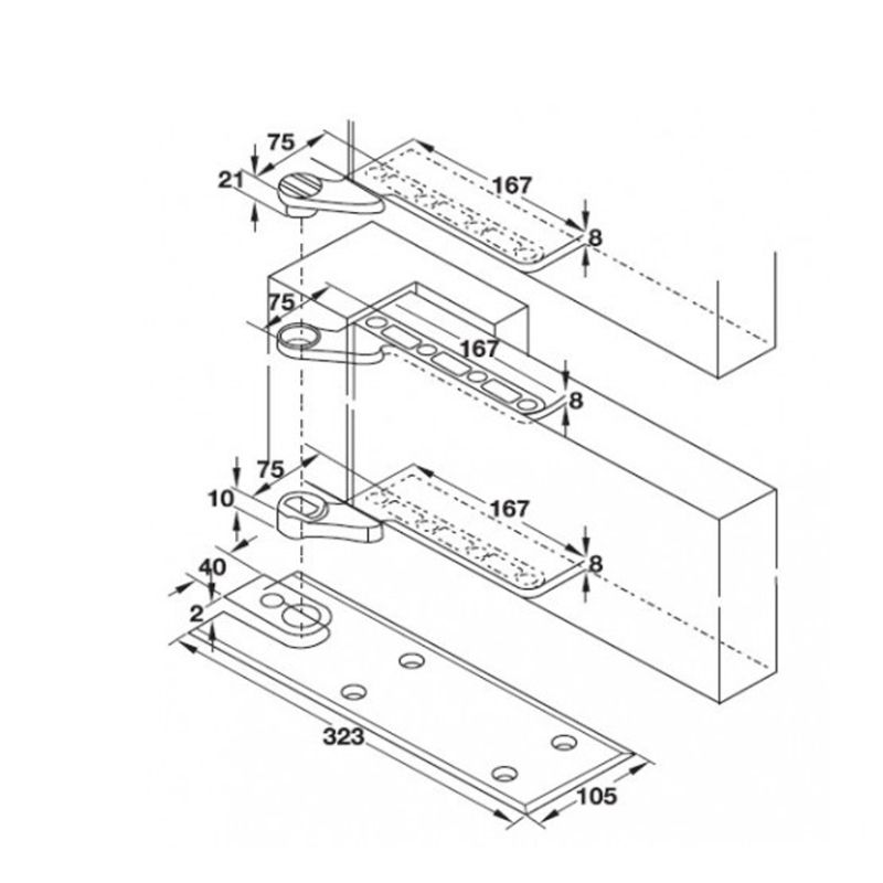 Kích thước bộ kẹp lệch tâm Hafele 932.86.950 Kích thước bộ kẹp lệch tâm Hafele 932.86.950