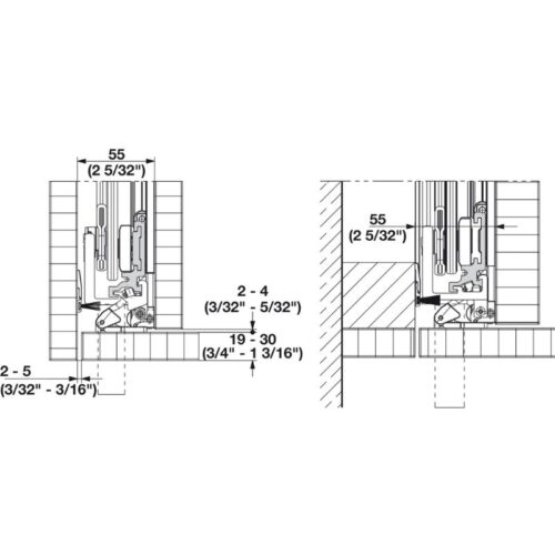 Cửa trượt xoay Hafele 408.30.593 3 Kích thước cửa trượt xoay Hafele 408.30.593