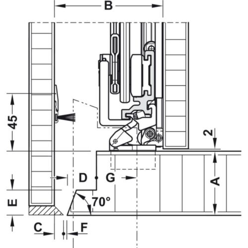 Kích thước bộ phụ kiện cửa Hafele 408.30.591