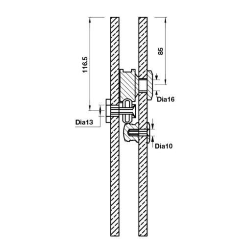 Kích thước phụ kiện cửa trượt phòng tắm kính Hafele 981.06.320