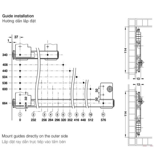 Bộ phụ kiện cửa trượt xoay Hafele 408.25.340 5 Lắp đặt bộ phụ kiện cửa trượt xoay Hafele 408.25.340