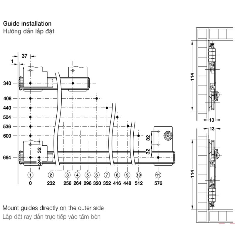 Lắp đặt bộ phụ kiện cửa trượt xoay Hafele 408.25.345 Lắp đặt bộ phụ kiện cửa trượt xoay Hafele 408.25.345