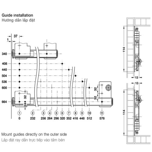 Bộ phụ kiện cửa trượt xoay Hafele 408.25.355 5 Lắp đặt bộ phụ kiện cửa trượt xoay Hafele 408.25.355