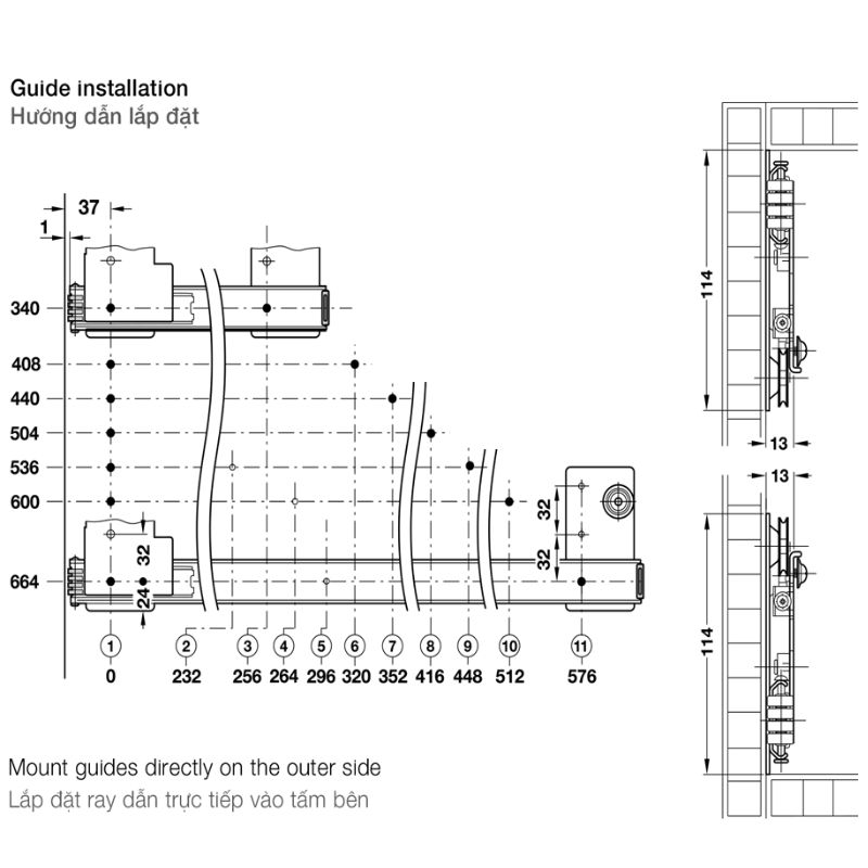 Lắp đặt bộ phụ kiện cửa trượt xoay Hafele 408.25.360 Lắp đặt bộ phụ kiện cửa trượt xoay Hafele 408.25.360