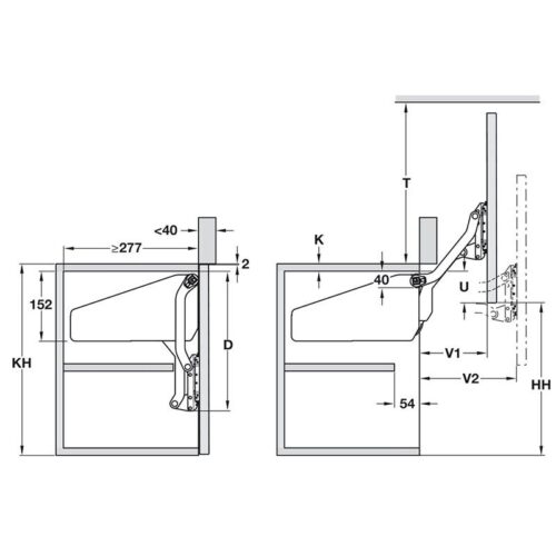 Lắp đặt phụ kiện tay nâng Hafele 372.33.632