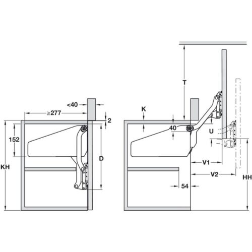 Lắp đặt tay nâng Hafele 372.33.631