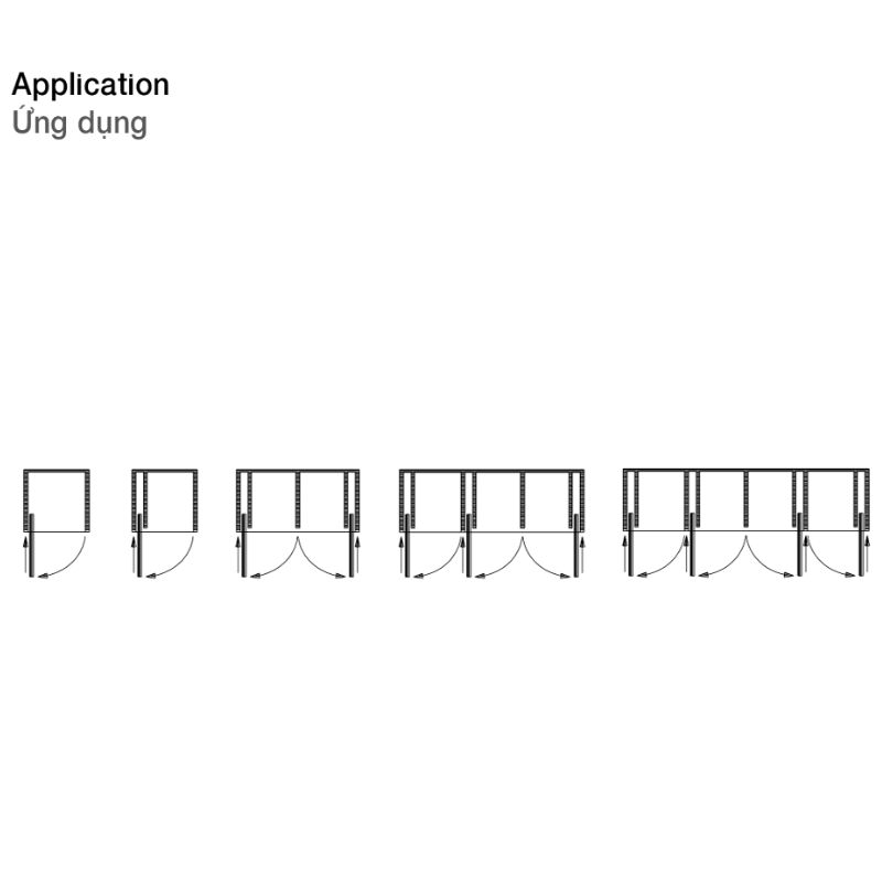 Ứng dụng bộ phụ kiện cửa trượt xoay Hafele 408.25.350 Ứng dụng bộ phụ kiện cửa trượt xoay Hafele 408.25.350